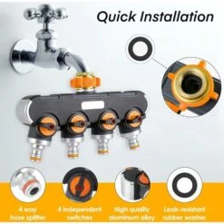 Distributeur D'eau à 4 Voies, Distributeur D'eau 3/4 Et 1/2 Avec Adaptateur Pour Robinet De Tuyau D'arrosage Et Minuterie D'eau, Débit D'eau Réglable Et Verrouillable Pour L'irrigation Du Jardin Laver 10 Distributeur D'eau à 4 Voies, Distributeur D'eau 3/4 Et 1/2 Avec Adaptateur Pour Robinet De Tuyau D'arrosage Et Minuterie D'eau, Débit D'eau Réglable Et Verrouillable Pour L'irrigation Du Jardin Laver -Trait Piscine Soldes Magasin 91673758 4