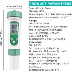 Testeur Numérique De Qualité De L'eau 6 En 1 PH/EC/TDS/SEL/S.G/analyseur De Test De Température Pour Aquarium D'eau Laboratoire Hydroponique 10 Testeur Numérique De Qualité De L'eau 6 En 1 PH/EC/TDS/SEL/S.G/analyseur De Test De Température Pour Aquarium D'eau Laboratoire Hydroponique -Trait Piscine Soldes Magasin 92207712 4
