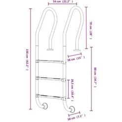 Échelle De Piscine 54x38x158 Cm Acier Inoxydable 304 VidaXL -Trait Piscine Soldes Magasin 92696852 3
