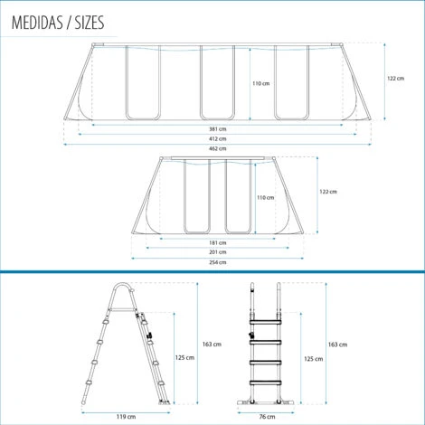 Piscina Fuori Terra Rettangolare Bestway Power Steel 412x201x122 Cm Filtro A Cartuccia Scaletta E Dosatore Chimico Colore Grigio 6 Piscina Fuori Terra Rettangolare Bestway Power Steel 412x201x122 Cm Filtro A Cartuccia Scaletta E Dosatore Chimico Colore Grigio – Image 4