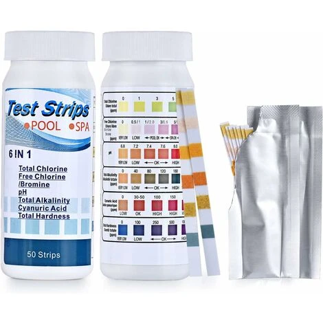 GP 2 Pack 6 In 1 Bandelettes De Test Pour Piscine Spa, Bandes De Test D'eau Sur Chlore/Chlore Libre/pH/Alcalinité/Acide Cyanurique/Dureté Du Liquide, 100 Pcs 3 GP 2 Pack 6 In 1 Bandelettes De Test Pour Piscine Spa, Bandes De Test D'eau Sur Chlore/Chlore Libre/pH/Alcalinité/Acide Cyanurique/Dureté Du Liquide, 100 Pcs