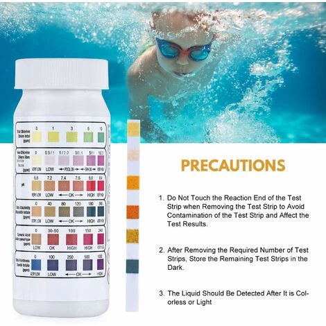 GP 2 Pack 6 In 1 Bandelettes De Test Pour Piscine Spa, Bandes De Test D'eau Sur Chlore/Chlore Libre/pH/Alcalinité/Acide Cyanurique/Dureté Du Liquide, 100 Pcs 7 GP 2 Pack 6 In 1 Bandelettes De Test Pour Piscine Spa, Bandes De Test D'eau Sur Chlore/Chlore Libre/pH/Alcalinité/Acide Cyanurique/Dureté Du Liquide, 100 Pcs – Image 5