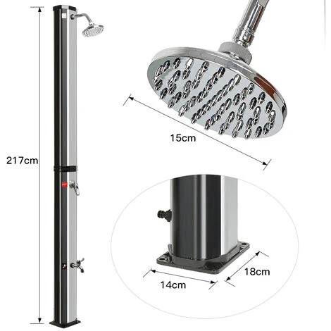 GUOYIHUA® Douche D'extérieur Solaire Noire Et Argent De 35L. 4 GUOYIHUA® Douche D'extérieur Solaire Noire Et Argent De 35L. – Image 2