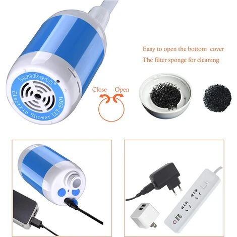 Douche De Camping Douche Portable Douche Extérieure, Batterie Intégrée 5000mAh, Douchette Électrique Rechargeable, Pompe De Débit De Douche (Bleu Ciel) 4 Douche De Camping Douche Portable Douche Extérieure, Batterie Intégrée 5000mAh, Douchette Électrique Rechargeable, Pompe De Débit De Douche (Bleu Ciel) – Image 2