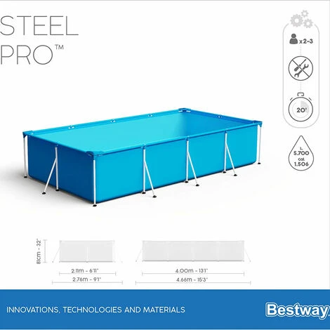Bestway Piscine Steel Pro Avec Cadre En Acier 400x211x81 Cm Pompe à Filtre Incluse 4 Bestway Piscine Steel Pro Avec Cadre En Acier 400x211x81 Cm Pompe à Filtre Incluse – Image 2