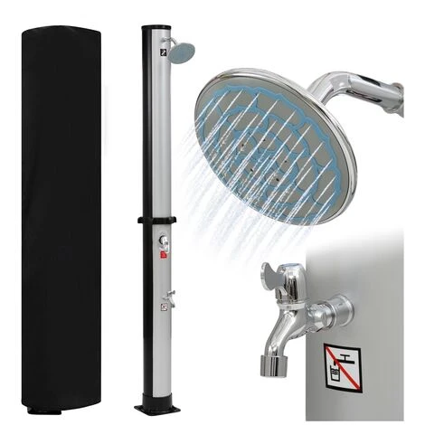 STILISTA Douche Solaire 35 L, Robinet, Raccord De Tuyau, élément De Sol En Option, Choix De Couleur, Argent/noir 3 STILISTA Douche Solaire 35 L, Robinet, Raccord De Tuyau, élément De Sol En Option, Choix De Couleur, Argent/noir