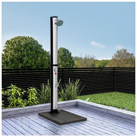 STILISTA Douche Solaire 35 L, Robinet, Raccord De Tuyau, élément De Sol En Option, Choix De Couleur, Argent/noir 4 STILISTA Douche Solaire 35 L, Robinet, Raccord De Tuyau, élément De Sol En Option, Choix De Couleur, Argent/noir – Image 2