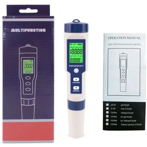Testeur De Sel De Piscine, Testeur De Sel D'Eau De Mer Numérique 5 En 1, Kit De Test Étanche Ip67 4 Testeur De Sel De Piscine, Testeur De Sel D'Eau De Mer Numérique 5 En 1, Kit De Test Étanche Ip67 – Image 2