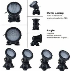 Spots Sous-marins étanches Multicolores RVB Pour Aquarium Avec Télécommande Pour Bassin De Jardin, Aquarium, Piscine, Prise Britannique (lot De 4 Lumières) -Trait Piscine Soldes Magasin 98736523 3