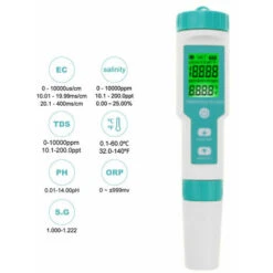 Testeur De Qualité De L'eau Portable Portable 7 En 1 PH Total Des Solides Dissous EC ORP Salinité S.G Test De Température IP67 Étanche ℃/℉ Conversion D'unités Compensation Automatique De La Températur 10 Testeur De Qualité De L'eau Portable Portable 7 En 1 PH Total Des Solides Dissous EC ORP Salinité S.G Test De Température IP67 Étanche ℃/℉ Conversion D'unités Compensation Automatique De La Températur -Trait Piscine Soldes Magasin 98864936 4