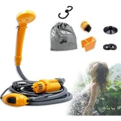 Douche De Camping 12 V Avec Pompe Submersible - Douche Portable - Avec Adaptateur De Voiture De 5 M Et Tuyau De 2 M NAIZY