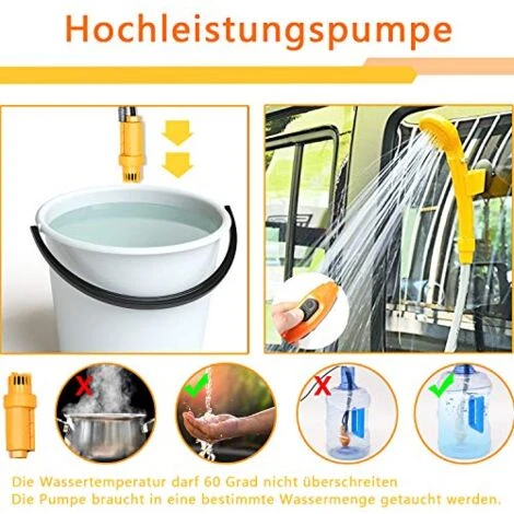 Douche De Camping 12 V Avec Pompe Submersible - Douche Portable - Avec Adaptateur De Voiture De 5 M Et Tuyau De 2 M NAIZY 5 Douche De Camping 12 V Avec Pompe Submersible - Douche Portable - Avec Adaptateur De Voiture De 5 M Et Tuyau De 2 M NAIZY – Image 3