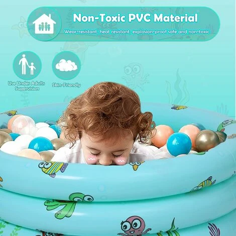 Piscine Gonflable 3 Anneaux, Pataugeoire Gonflable Ronde Baignoire Gonflable Piscine Pour Enfants Intérieur Et Exterieur 100 Cm 27 Cm MODOU 5 Piscine Gonflable 3 Anneaux, Pataugeoire Gonflable Ronde Baignoire Gonflable Piscine Pour Enfants Intérieur Et Exterieur 100 Cm 27 Cm MODOU – Image 3
